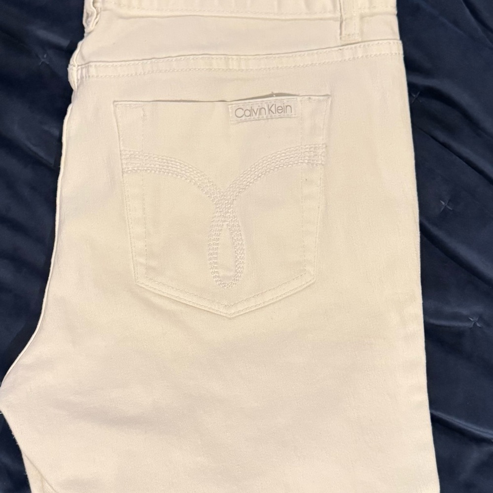 Calvin Klein White Denim Cropped Pants
